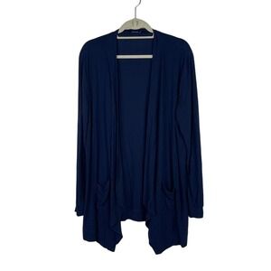 J McLaughlin Womens XL Open Front Cardigan Sweater Jersey Stretch Blue Casual‎